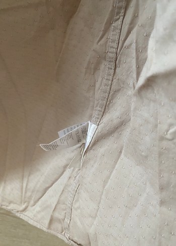 Bej Keten Düğmeli Uzun Kollu Gömlek - Görsel 5