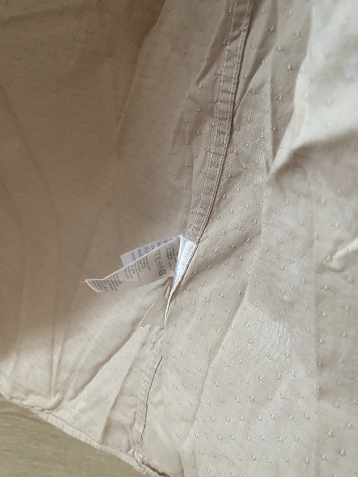 Bej Keten Düğmeli Uzun Kollu Gömlek - Görsel 5