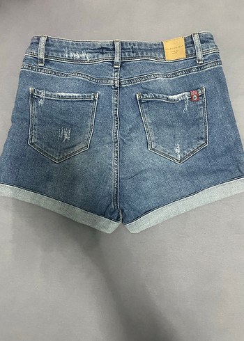 Kadın Mavi Kot Şort Mini Kesim - Görsel 2