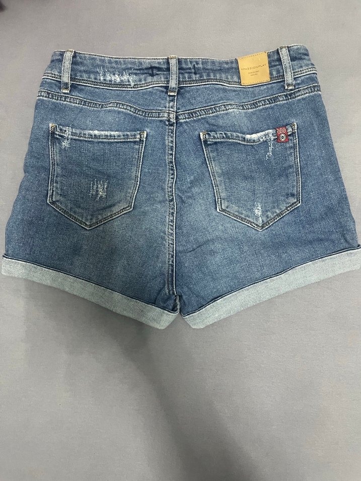 Kadın Mavi Kot Şort Mini Kesim - Görsel 2