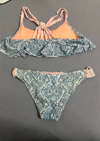 Mavi Bohem Renkli Fırfırlı Mini Bikini - Görsel 2