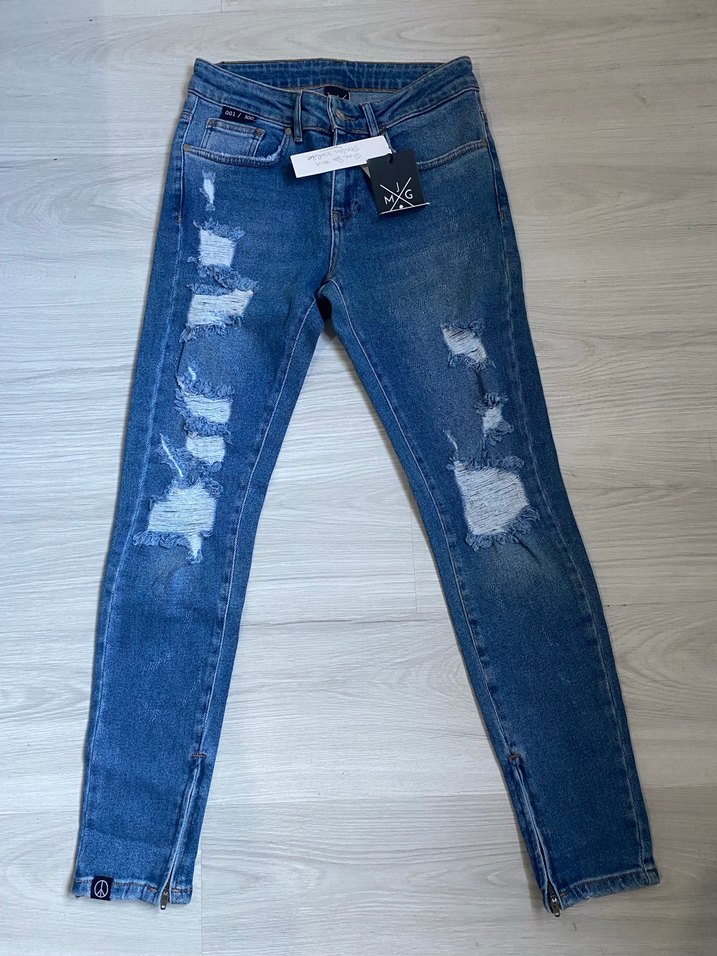 Kadın Koyu Mavi Sıkı Kesim Denim Pantolon - Görsel 5