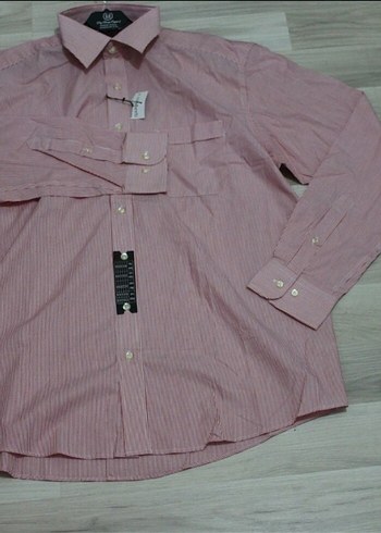 Pembe Düğmeli Uzun Kollu Erkek Gömlek - Görsel 3