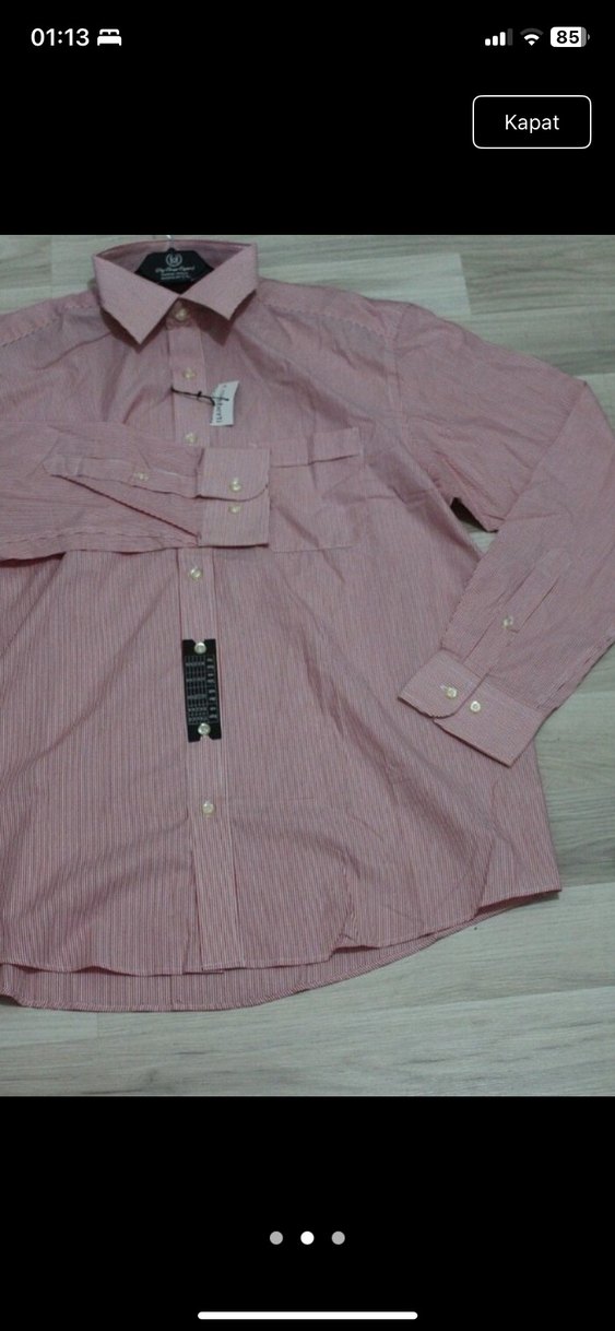 Pembe Düğmeli Uzun Kollu Erkek Gömlek - Görsel 3