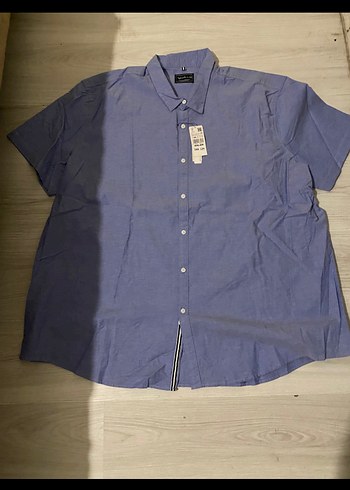 Mavi Kısa Kollu Denim Gömlek - Görsel 2