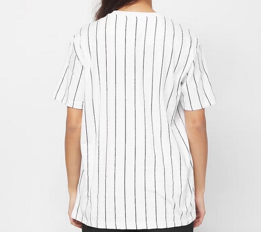 Erkek Beyaz Çizgili Keten Tişört - Görsel 3