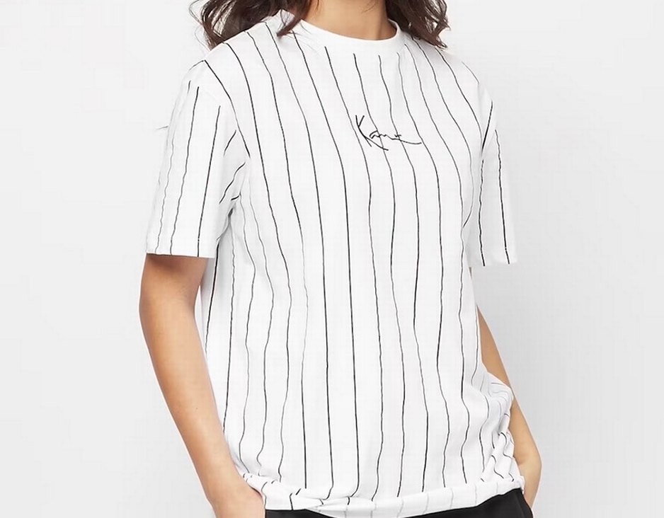 Erkek Beyaz Çizgili Keten Tişört - Görsel 4