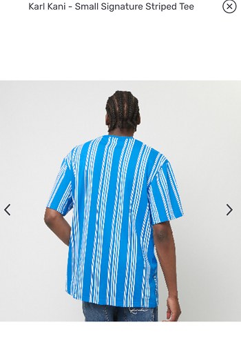 Mavi Çizgili Erkek Tişört - Görsel 4