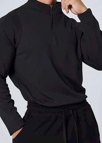 Erkek Siyah Fermuarlı Yarım Balıkçı Sweatshirt - Görsel 3