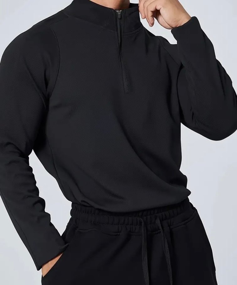 Erkek Siyah Fermuarlı Yarım Balıkçı Sweatshirt - Görsel 3