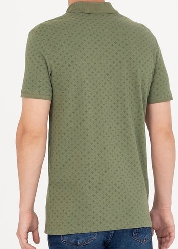 Düğmeli Yeşil Desenli Erkek Polo Tişört - Görsel 2