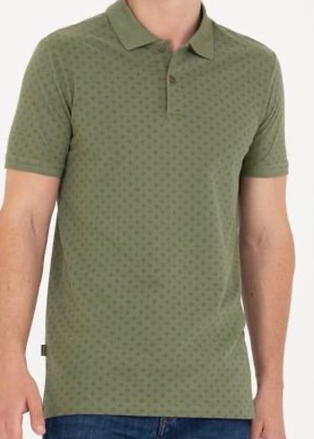 Düğmeli Yeşil Desenli Erkek Polo Tişört - Görsel 3