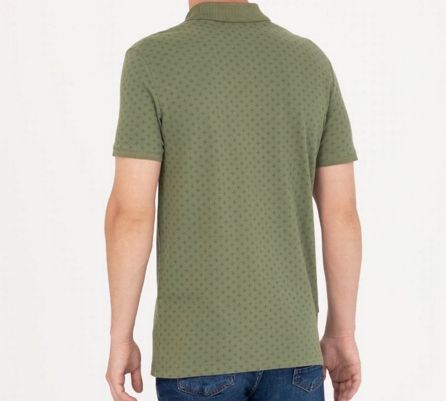Düğmeli Yeşil Desenli Erkek Polo Tişört - Görsel 2