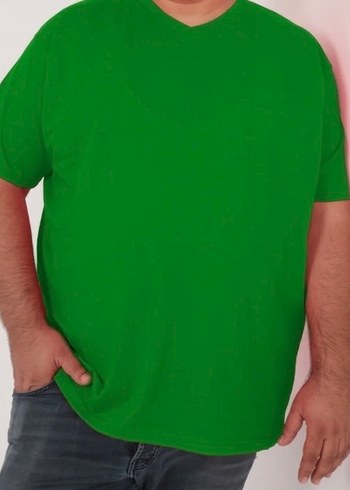 Yeşil Oversize Basic Erkek Tişört - Görsel 4