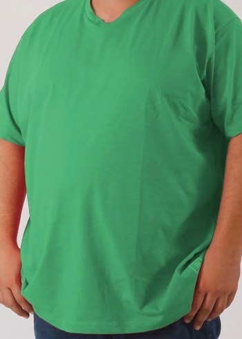 Yeşil Oversize Basic Erkek Tişört - Görsel 2