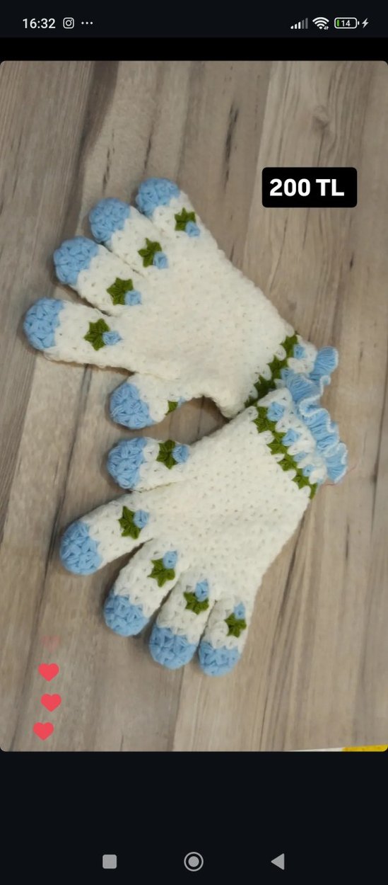 Renkli Nakışlı Örgü Kız Eldiveni lif seti - Görsel 3