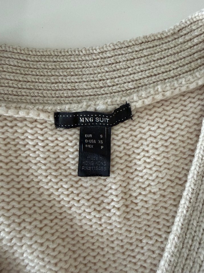 Mango Bej Örgü V-Yaka Kadın Süveter - Görsel 3