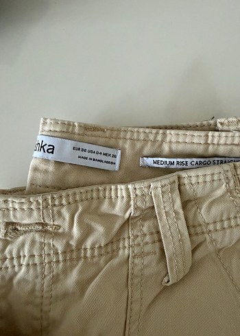 Bershka Bej Kadın Kargo Pantolon - Görsel 2