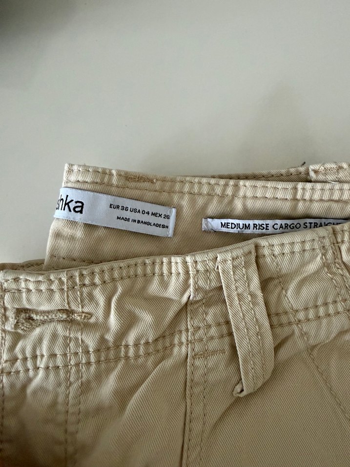 Bershka Bej Kadın Kargo Pantolon - Görsel 2