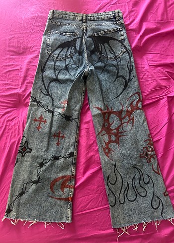 Wide Leg Grunge Punk Kot Pantolon - Görsel 2