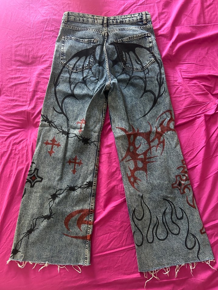 Wide Leg Grunge Punk Kot Pantolon - Görsel 2