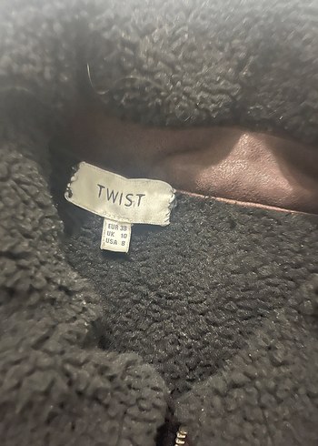 Twist Kahverengi Nakışlı Deri Kadın Ceket