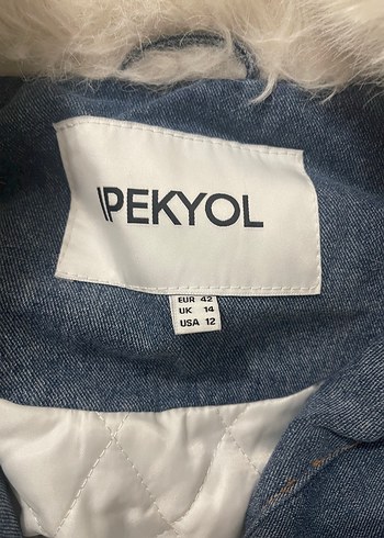 l Beden beyaz Renk Kürk Detaylı Beyaz Denim Ceket