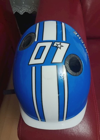 Mavi Baskılı Bisiklet Kaskı Velcro Askılı - Görsel 2