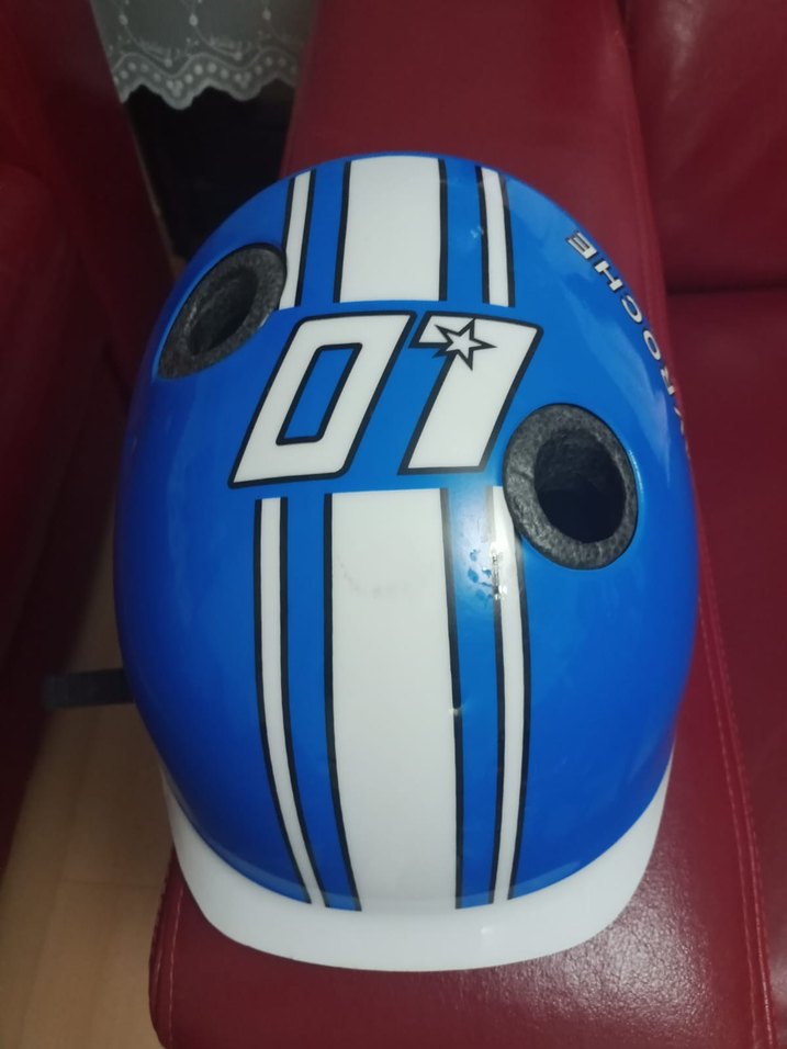 Mavi Baskılı Bisiklet Kaskı Velcro Askılı - Görsel 2