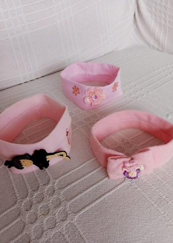 Çiçek ve Dansçı Nakışlı Pembe Çocuk Saç Bantları - Görsel 5