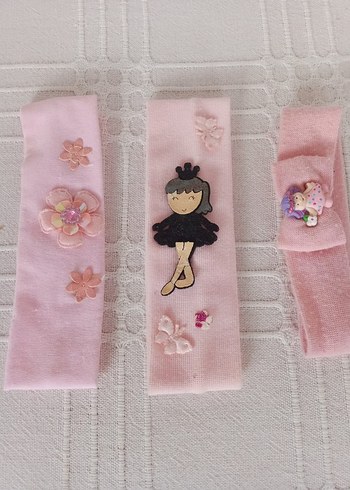 Çiçek ve Dansçı Nakışlı Pembe Çocuk Saç Bantları - Görsel 7