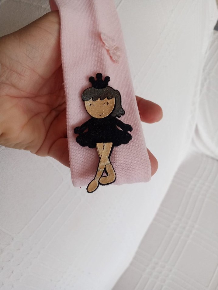 Çiçek ve Dansçı Nakışlı Pembe Çocuk Saç Bantları - Görsel 4