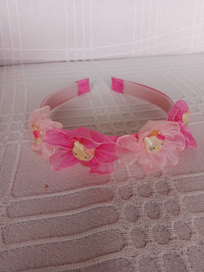 Pembe Çiçekli Kurdeleli Çocuk tacı - Görsel 2