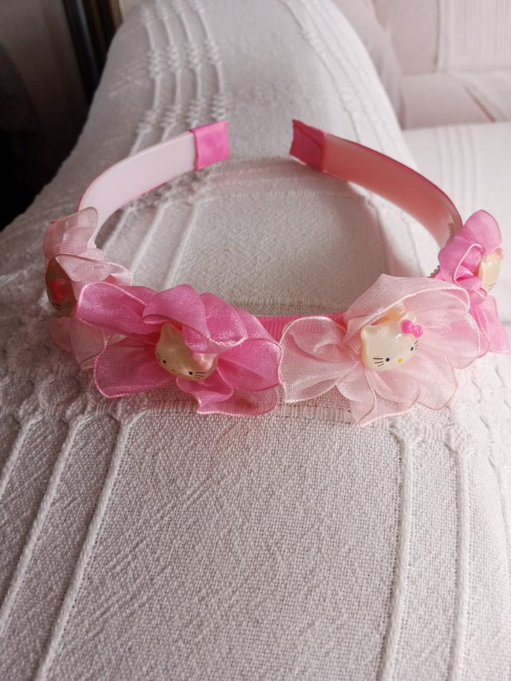 Pembe Çiçekli Kurdeleli Çocuk tacı - Görsel 3