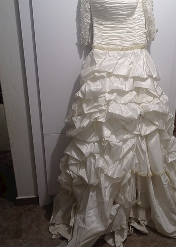 38 Beden beyaz Renk İnci Detaylı Vintage Prenses Gelinlik