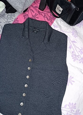 s Beden siyah Renk Füme bluz yelek