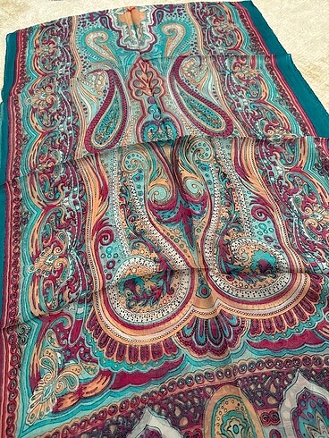 Beden mavi Renk Hint İpeği Şal
