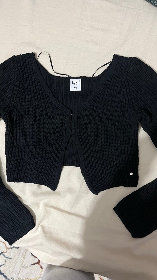 Kadın Siyah Kısa Triko Kazak - Görsel 2