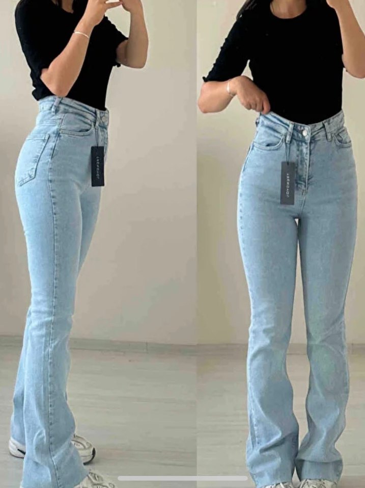 İspanyol paça mavi jean - Görsel 2