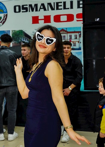 Lacivert tek kol elbise - Görsel 4