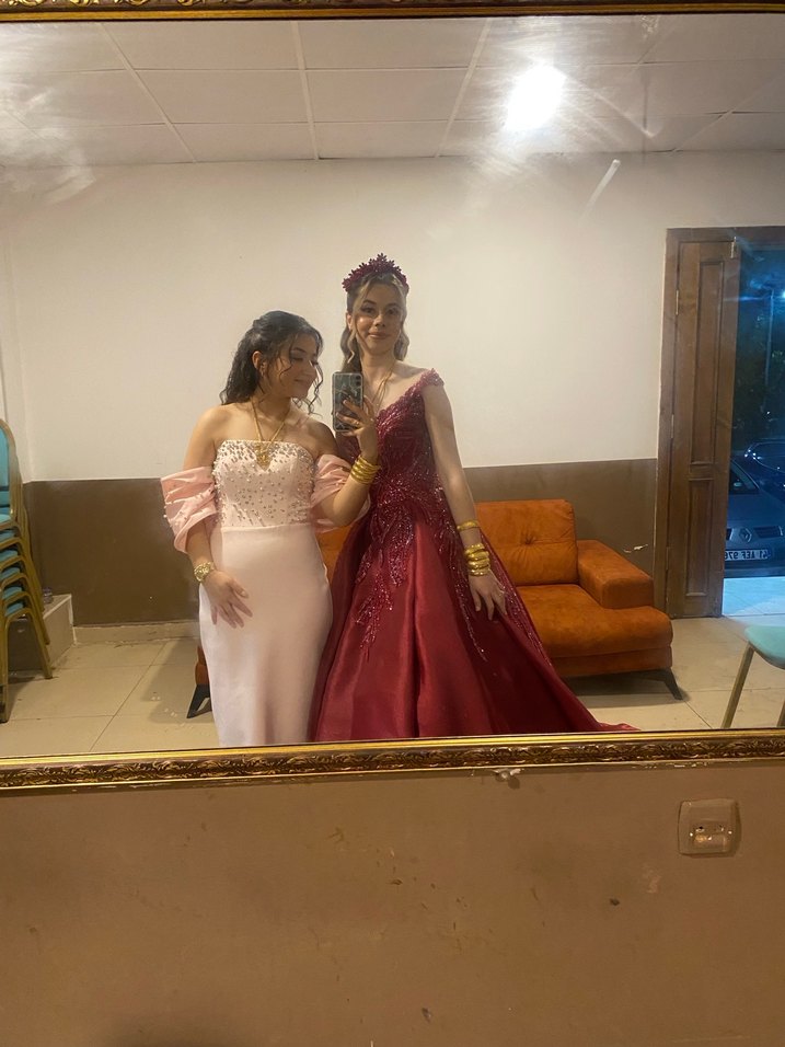 Pembe balon kol elbise - Görsel 4