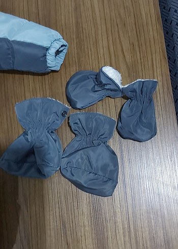 1,5 Yaş Beden gri Renk Gri Bebek Erkek Tulum Kürklü Kapüşonlu