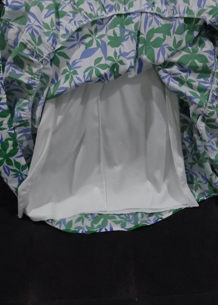 Renkli Yaprak Desenli Bol Kesim Elbise - Görsel 4