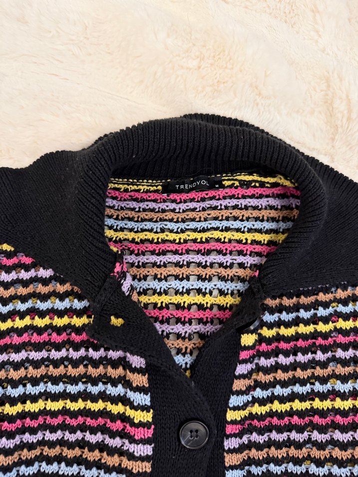 Renkli Örgü Kadın Hırka - Görsel 2