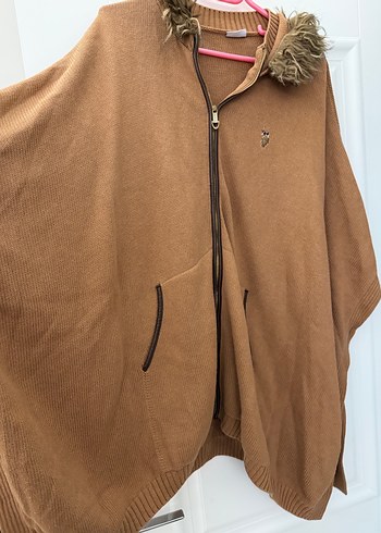 Kahverengi Kürklü Kadın Panço - Görsel 2