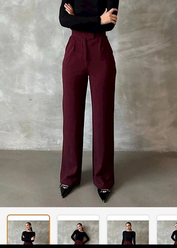 Bordo Kumaş Kadın Pantolon
