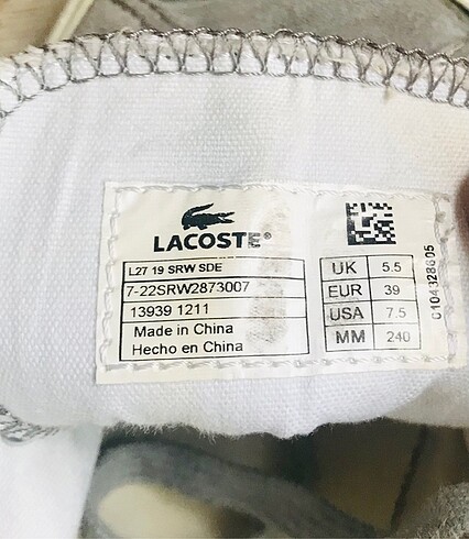 38,5 Beden Lacoste Ayakkabı