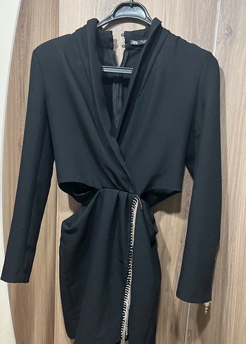 Siyah, Kuşaklı, Uzun Kollu Kadın Elbise - Görsel 3