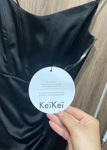 Siyah Drapeli Mini İp Askılı Abiye Elbise - Görsel 2