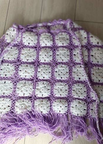 Kızlar için Mor Dantel Detaylı Bohem Ponço - Görsel 2